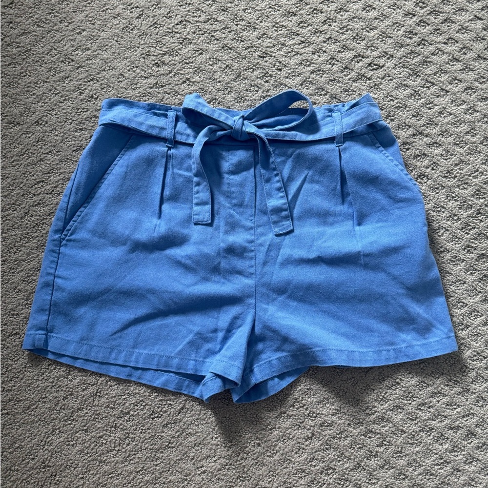 Ci Sono Blue High Waist Shorts with Pleats